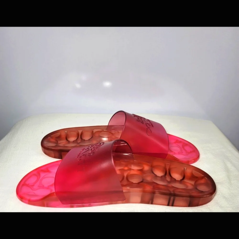 Coach Women's Size 9B Pink Ulyssa Jelly Slides.